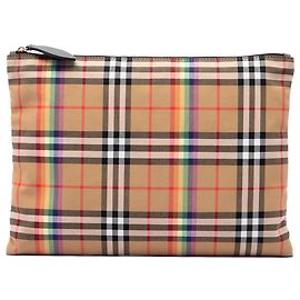 Clutch Rainbow de lona House Check beige Burberry Beige