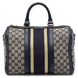 Bolso Boston Satchel Gucci Medium GG Canvas Web Joy Beige Beige