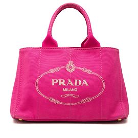 Bolsa Tote Prada Canvas Canapa Logo Rosa Rosa