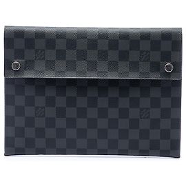 Sac pochette Louis Vuitton Damier Graphite Alpha Pochette GM Noir Noir