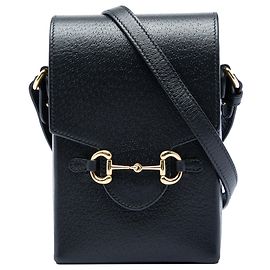 Borsa a tracolla Mini Horsebit 1955 in pelle nera Gucci Nero