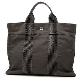 Gray Hermès Canvas Herline PM Tote Bag Grey