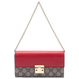 Bolsa de Ombro Gucci GG Supreme com Carteira e Cadeado, Bege Bege