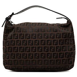 Brown Fendi Zucchino Canvas Handbag Brown