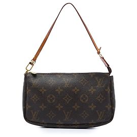 Bolso de Hombro Louis Vuitton Monogram Pochette Accessoires Marrón Castaño
