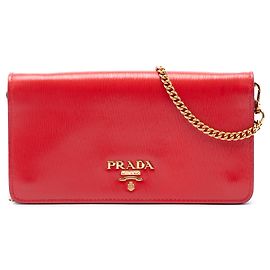 Bolsa Crossbody com Corrente Prada Vitello Move vermelha Vermelho