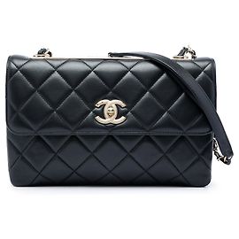 Borsa a tracolla Chanel Medium Lambskin Trendy CC Flap Nera Nero