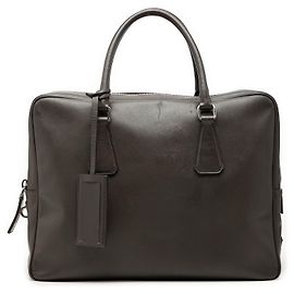 Gray Prada Saffiano Business Bag Grey
