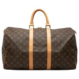Brown Louis Vuitton Monogram Keepall 45 Travel Bag Brown