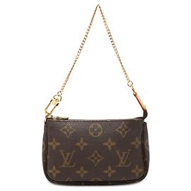 Bolso de mano Louis Vuitton Monogram Mini Pochette Accessoires Marrón Castaño