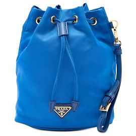 Pouch con coulisse Prada Tessuto Blu Blu