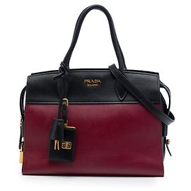 Bolsa Esplanade Prada em couro Saffiano e City Calf vermelha Vermelho