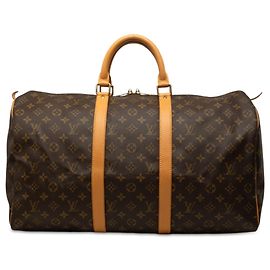 Bolso de viaje Louis Vuitton Monogram Keepall 50 Marrón Castaño