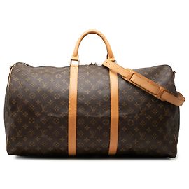 Borsa da viaggio Louis Vuitton Monogram Keepall Bandouliere 55 Marrone Marrone