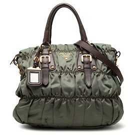 Bolso Satchel Prada Tessuto Gaufre Verde Verde