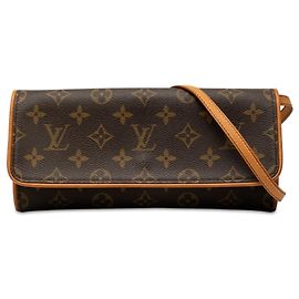 Brown Louis Vuitton Monogram Pochette Twin GM Crossbody Bag Brown