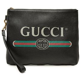 Clutch Gucci in pelle di vitello con logo nera Nero