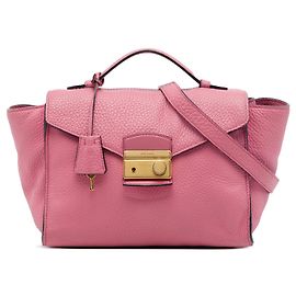 Bolso Satchel Prada Vitello Daino Soundlock Rosa Rosa