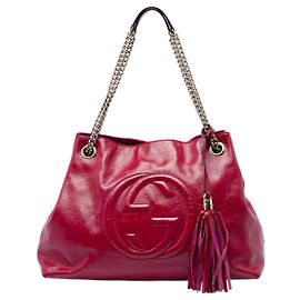 Pink Gucci Medium Patent Soho Chain Tote Pink