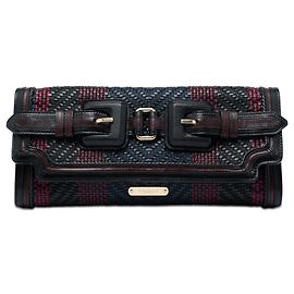 Clutch Burberry Prorsum em couro de búfalo tecido e algodão preta Preto