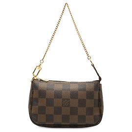 Borsa a mano Louis Vuitton Damier Ebene Mini Pochette Accessoires Marrone Marrone
