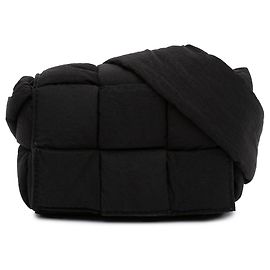 Bolsa Tiracolo Bottega Veneta Candy em Nylon Intrecciato Acolchoado Tech Cassette preta Preto