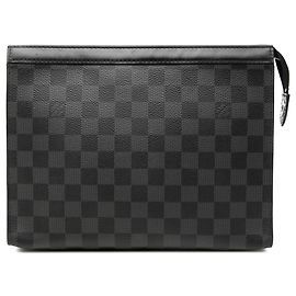 Louis Vuitton Damier Graphite Pochette Voyage MM Clutch Bag schwarz Schwarz