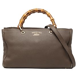 Borsa Gucci Medium Bamboo Shopper in pelle di vitello marrone Marrone