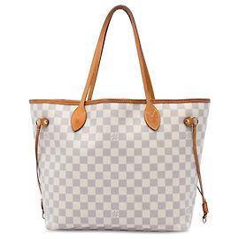Saco Tote Louis Vuitton Damier Azur Neverfull MM branco Branco