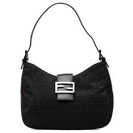 Borsa a tracolla Fendi Zucchino Canvas Nera Nero