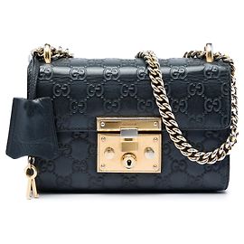 Bolsa transversal pequena Guccissima preta da Gucci com cadeado Preto