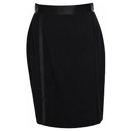Chanel, black wool skirt with satin trim Black