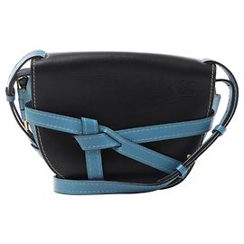 LOEWE Gate Crossbody-Tasche aus Leder in Schwarz x Blau Kamel