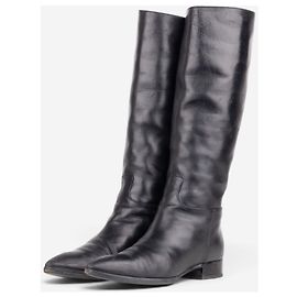 Prada Reitstiefel mit spitzer Zehe aus den 2000ern Schwarz