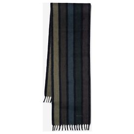 Écharpe rayée duveteuse Prada AW07 Noir