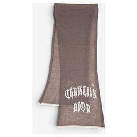Autre Marque Cachecol Dior by Galliano SS02 com bordado de logo 'Gothic' fuzzy Marrom