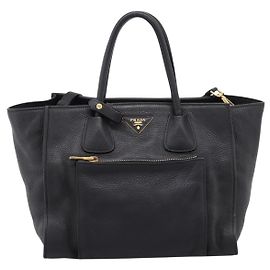 Prada Front Pocket Convertible Vitello Daino Medium Schwarz