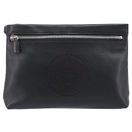 Versace Logo Medusa Wristlet Leather Medium Black