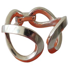 Hermès HERMES Bracelet ETREINTE Argent Massif Rarissime modèle ! Argenté