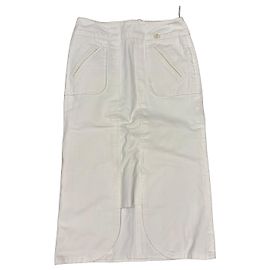Jupe midi Chanel en coton blanc Blanc