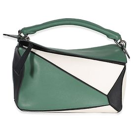 Bolsa Puzzle Medium em pele de vitelo multicolorida verde Loewe Verde