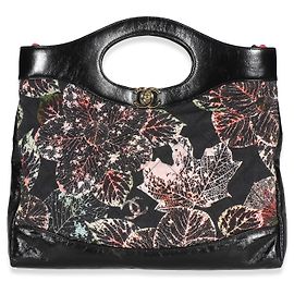 Borsa Shopping Large 31 Chanel in Tela Floreale Nera e Rosa e Vitello Nero Multicolore
