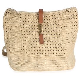 Autre Marque Saint Laurent Natural Raffia Medium Fantasie Hobo Bege