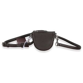 Mini Bolsa de Ombro Gucci B em couro de bezerro granulado marrom Marrom