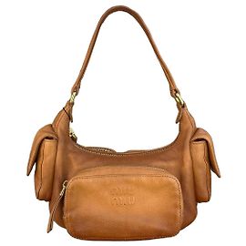 Miu Miu Sac Bandoulière en Cuir Marron Marron