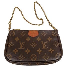 Louis Vuitton Mini Pochette Accessoires Monogram Castaño Monograma