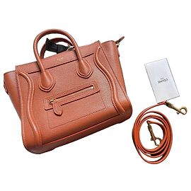 Céline Micro Luggage Bag in Brown Grained Leather Brown