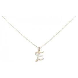 Autre Marque K10 Yellow Gold Emerald Diamond Necklace Golden