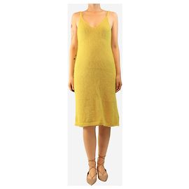 Dries Van Noten Robe midi en maille jaune - size S Jaune