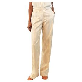 Loro Piana Pantalones beige de raya diplomática - size UK 10 Otro
